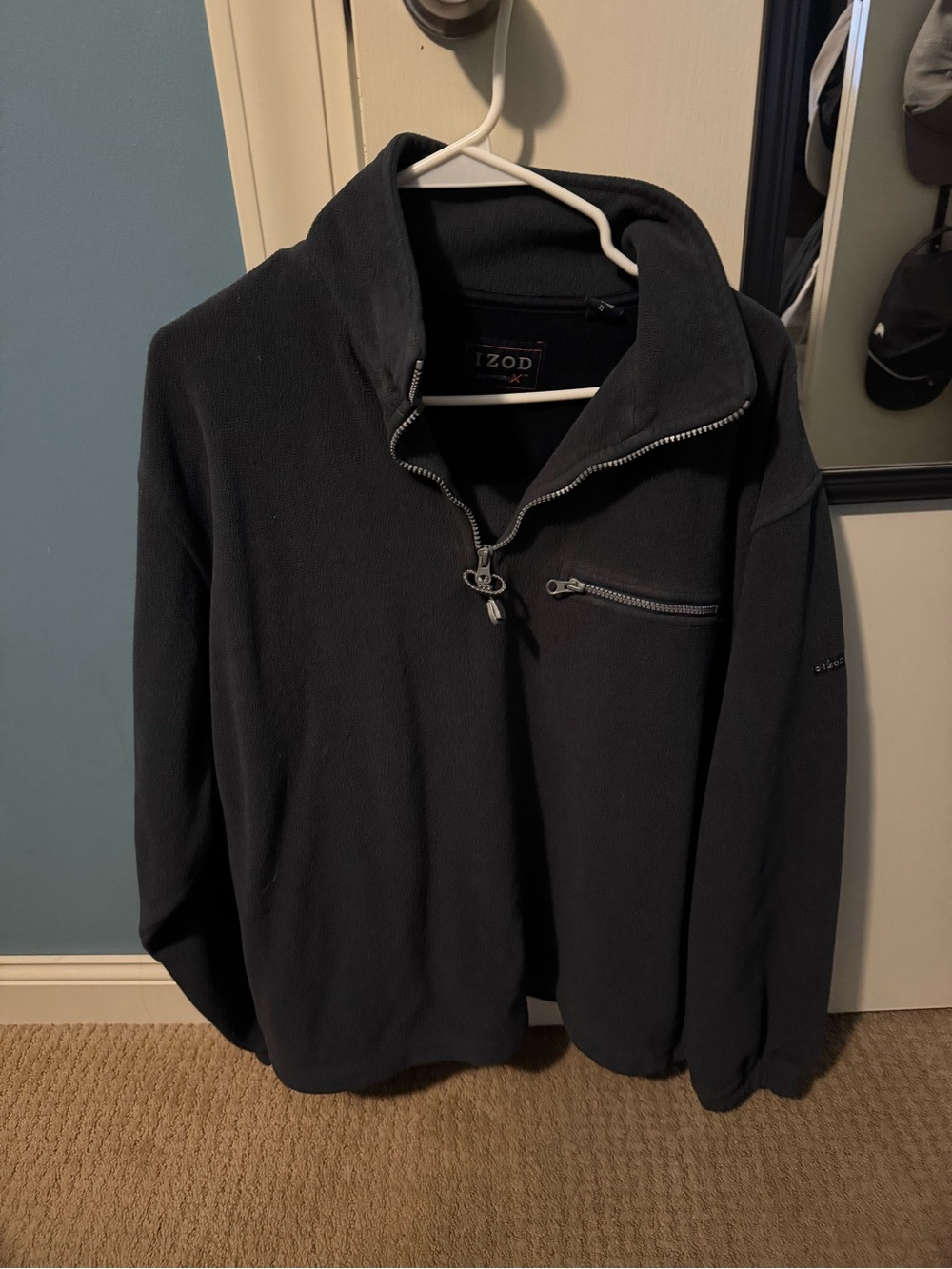 Izod Men's Navy Half-Zip Sweater with Chest Pocket